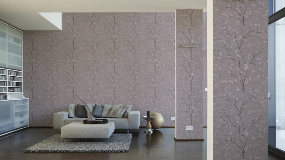 Livingwalls Wallpaper «Floral, Grey, Pink» 379122