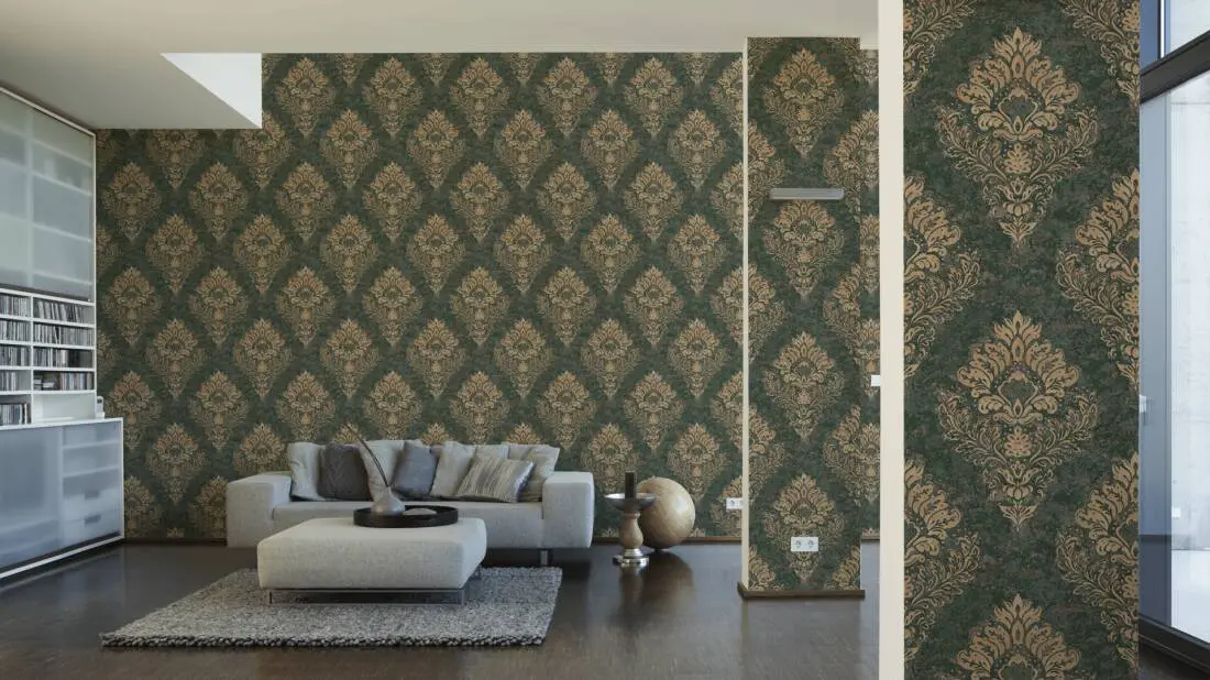 Livingwalls Wallpaper «Baroque, Beige, Brown, Green» 379011