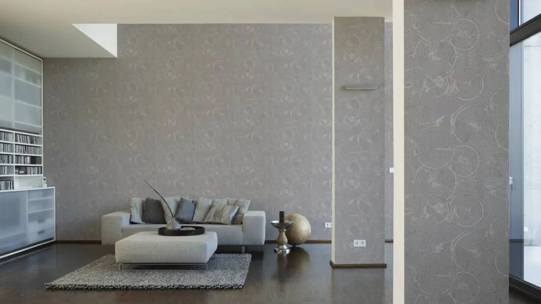 Livingwalls Wallpaper «Cottage, Grey, Metallic, White» 379002