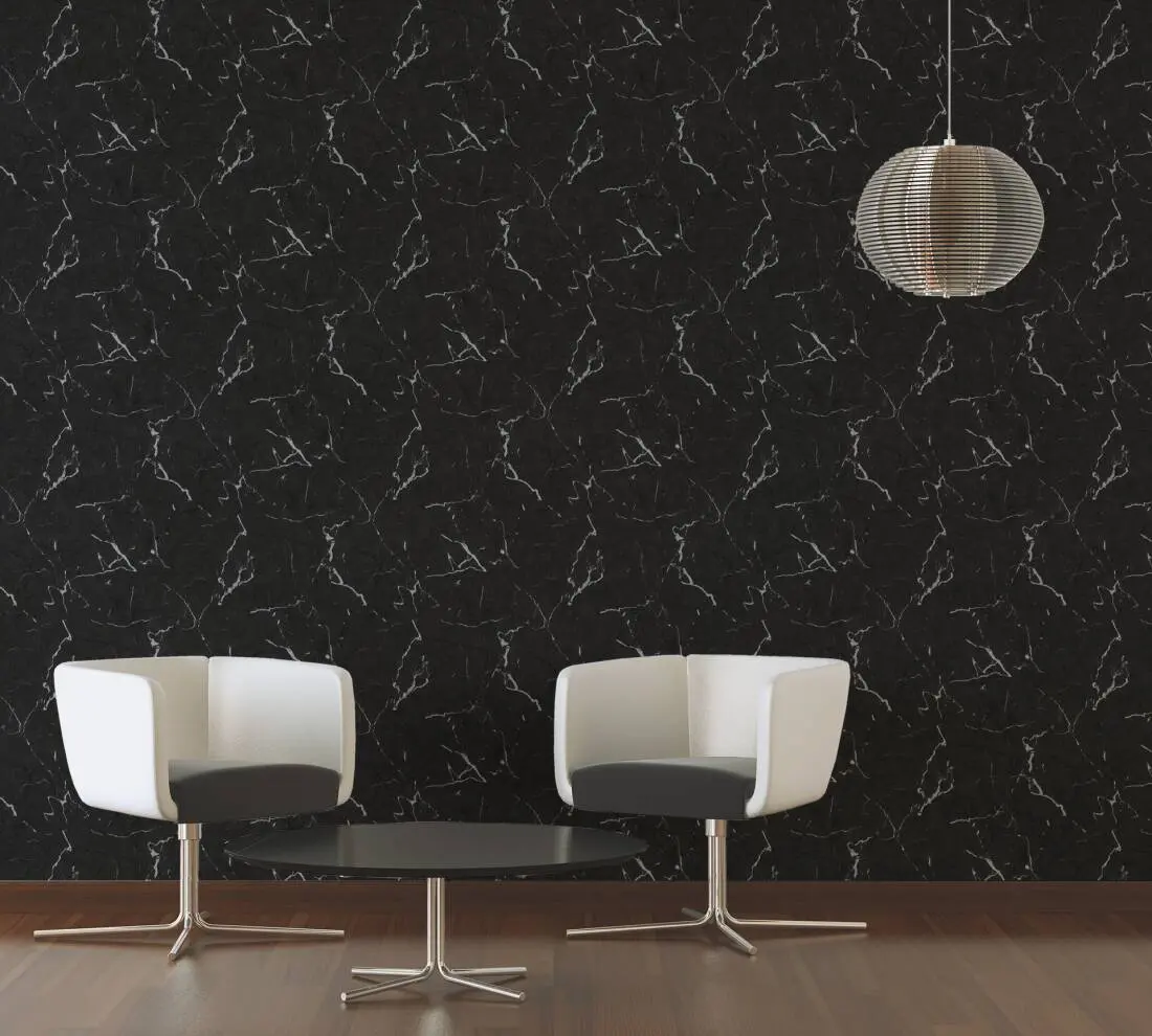 Livingwalls Wallpaper «Uni, Black, Grey, Metallic» 378552