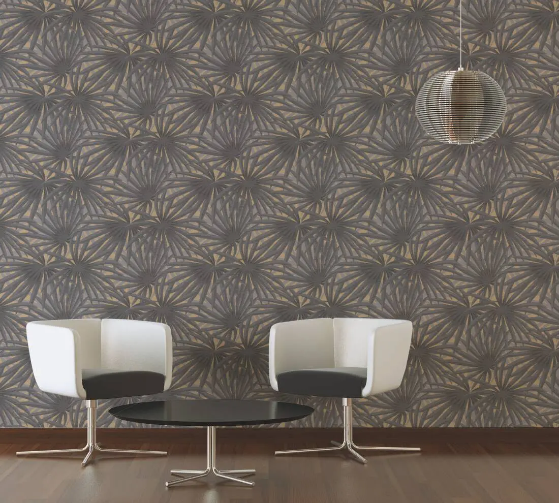 Livingwalls Wallpaper «Floral, Grey, Metallic» 378611