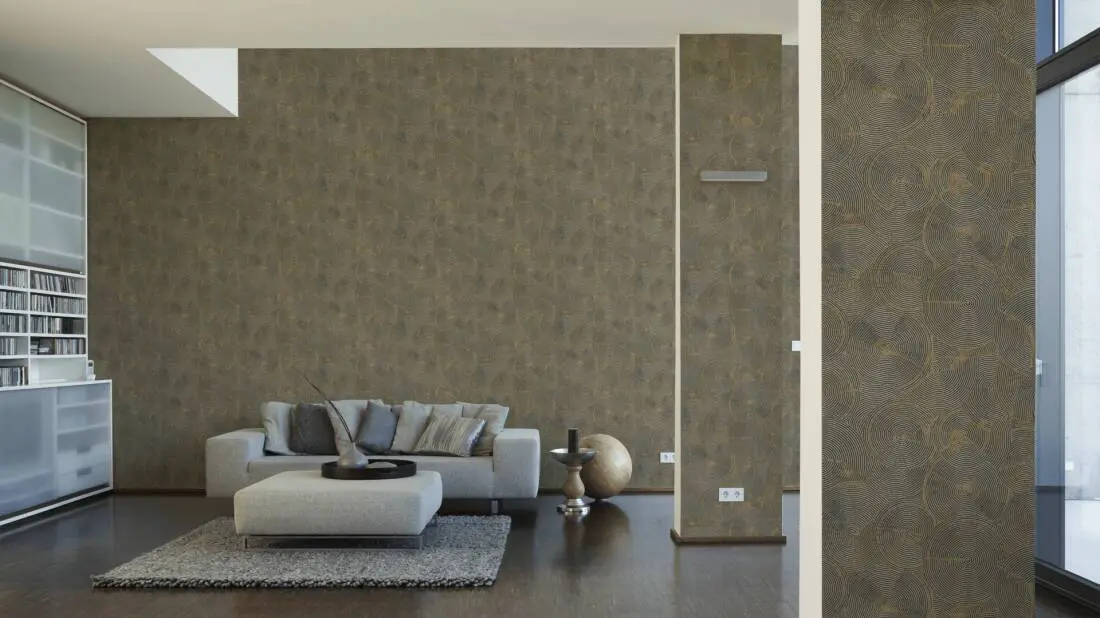 Livingwalls Wallpaper «Cottage, Beige, Black, Metallic» 379003