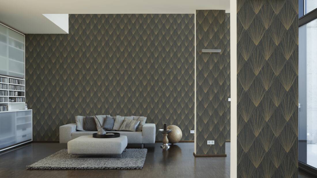 Livingwalls Wallpaper «Graphics, Beige, Black, Metallic» 378644