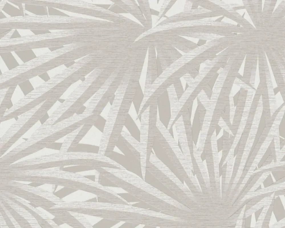 Livingwalls Wallpaper «Floral, Grey, Metallic, White» 378614