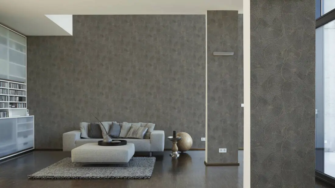 Livingwalls Wallpaper «Cottage, Black, Brown, Metallic» 379004