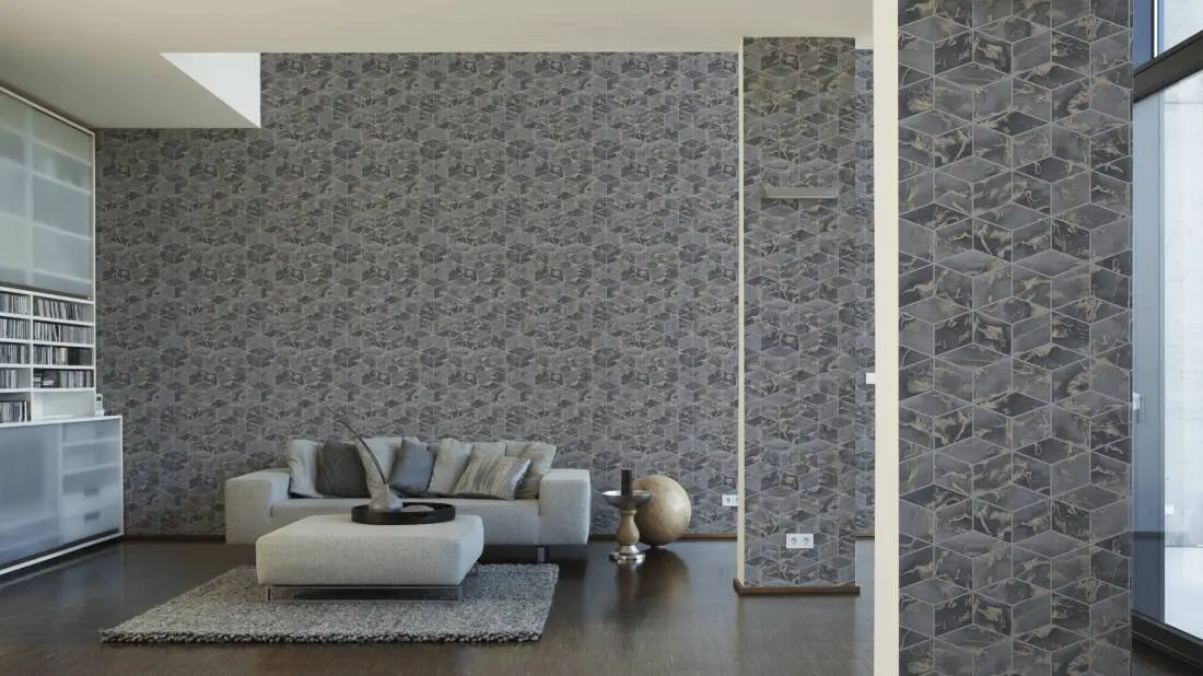 Livingwalls Wallpaper «Graphics, Beige, Grey, Metallic» 378633
