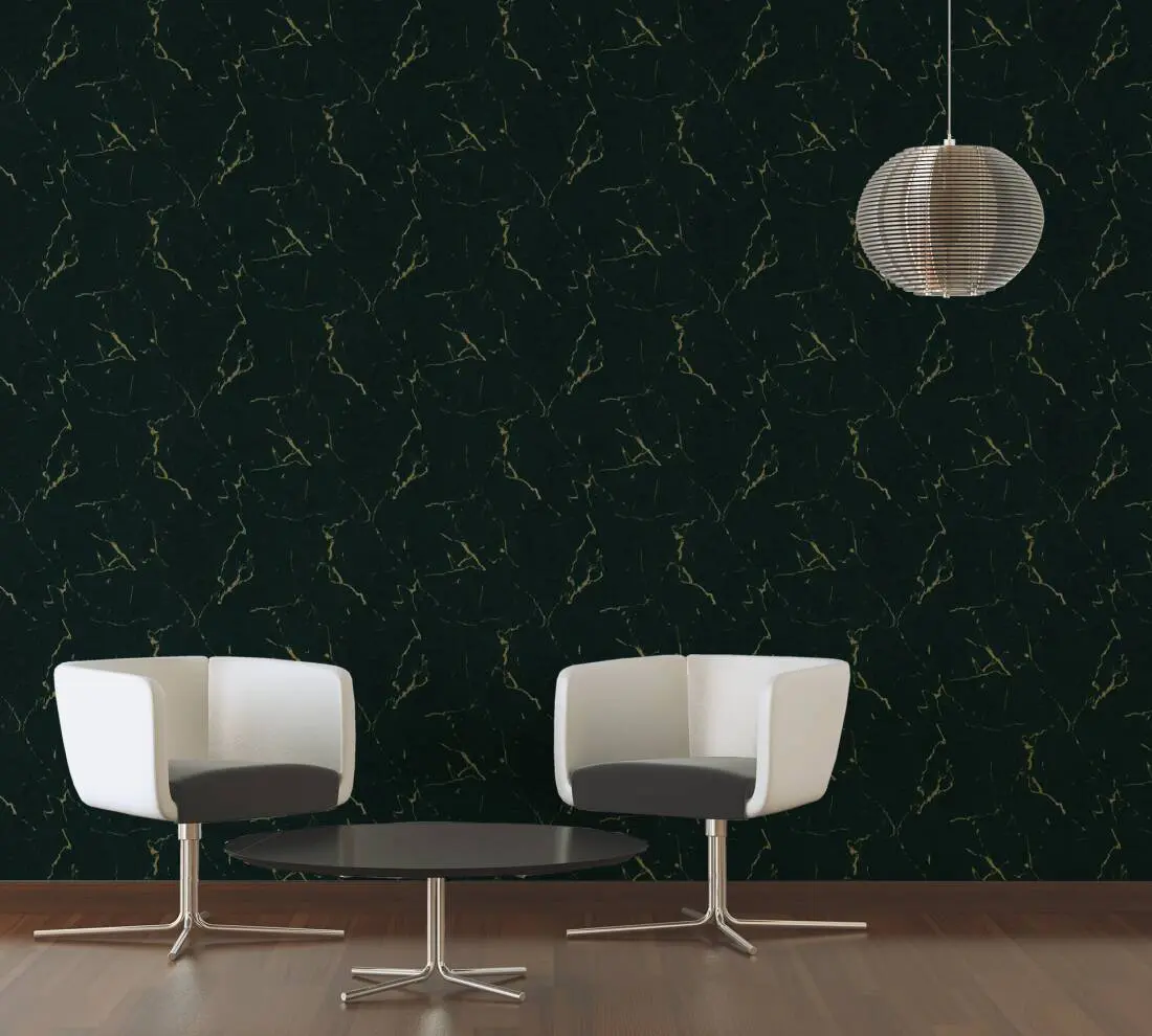 Livingwalls Wallpaper «Uni, Green, Metallic» 378555