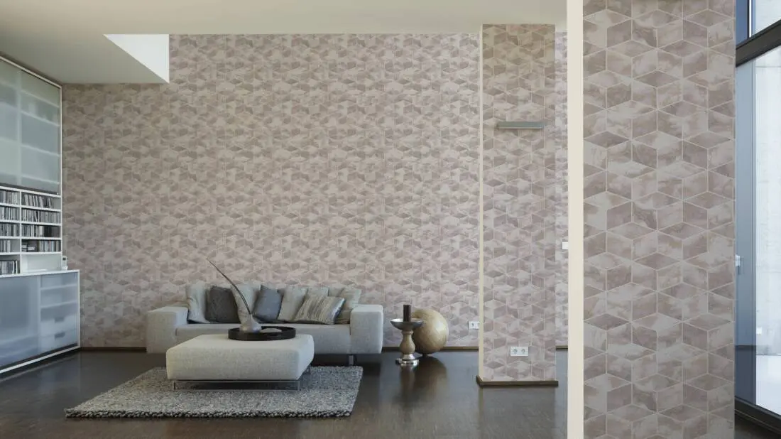 Livingwalls Wallpaper «Graphics, Metallic, Pink, White» 378632