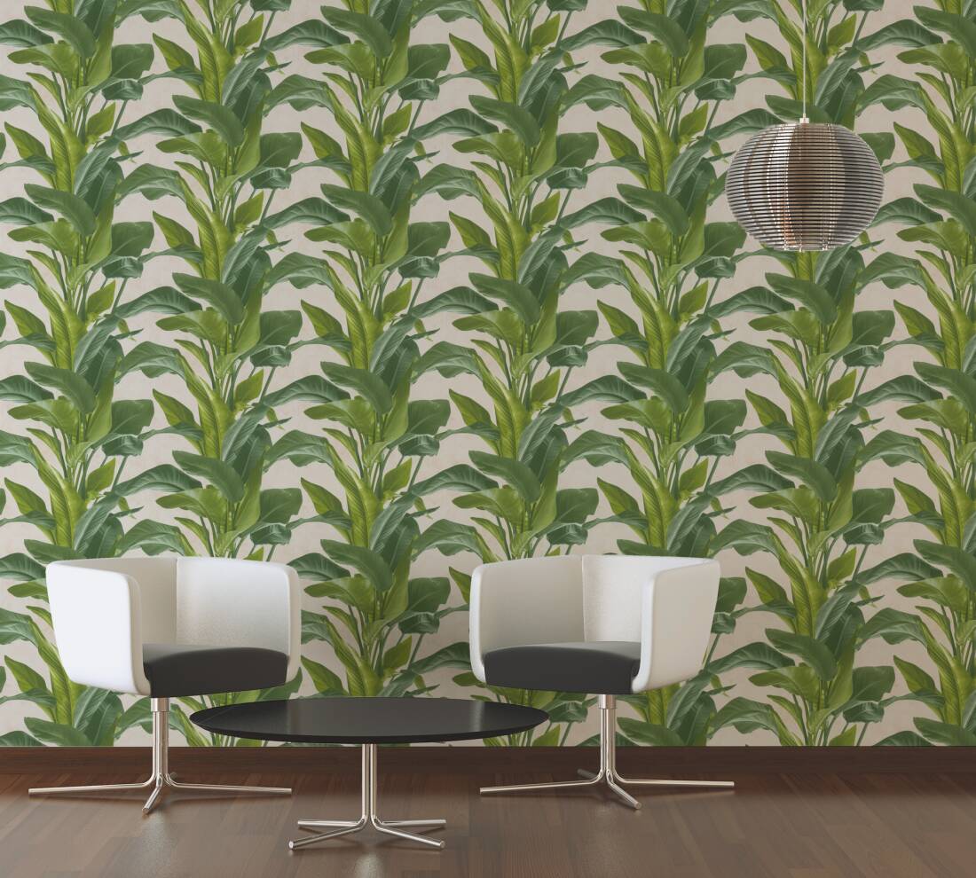 Livingwalls Wallpaper «Floral, Cream, Green» 378623