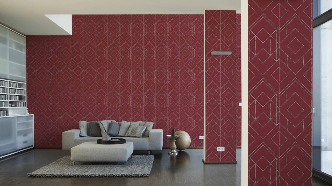 Livingwalls Wallpaper «Graphics, Black, Metallic, Red» 378692