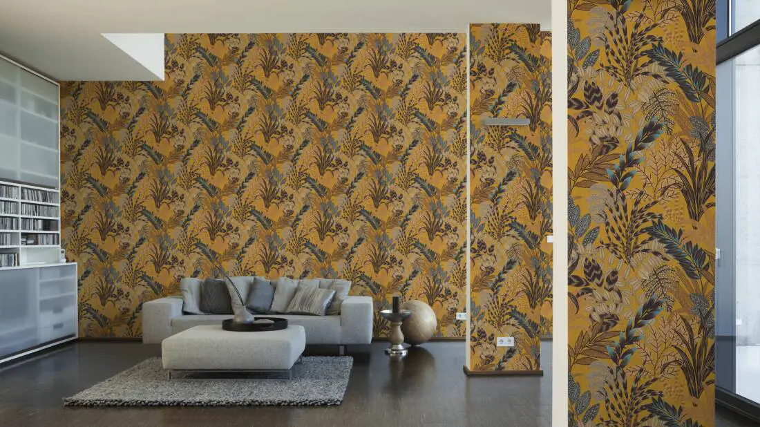 Livingwalls Wallpaper «Floral, Brown, Coloured, Yellow» 378601