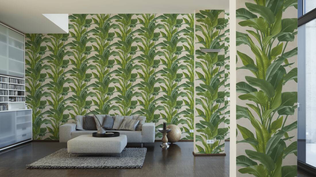 Livingwalls Wallpaper «Floral, Cream, Green» 378623