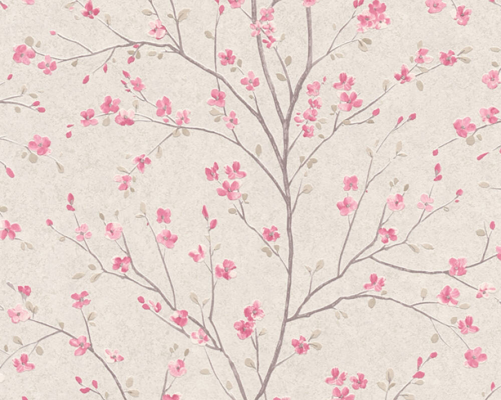 Livingwalls Wallpaper «Floral, Brown, Pink, White» 379121