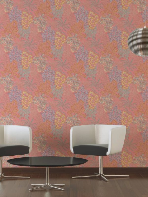 LIVINGWALLS WALLPAPER «FLORAL, BLUE, PINK, TURQUOISE, YELLOW» 391284