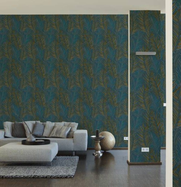 A.S. CRÉATION WALLPAPER «FLORAL, BLUE, GREY, YELLOW» 390387