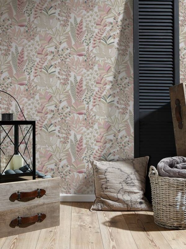 A.S. CRÉATION WALLPAPER «FLORAL, BLUE, CREAM, GREEN, PINK» 390954