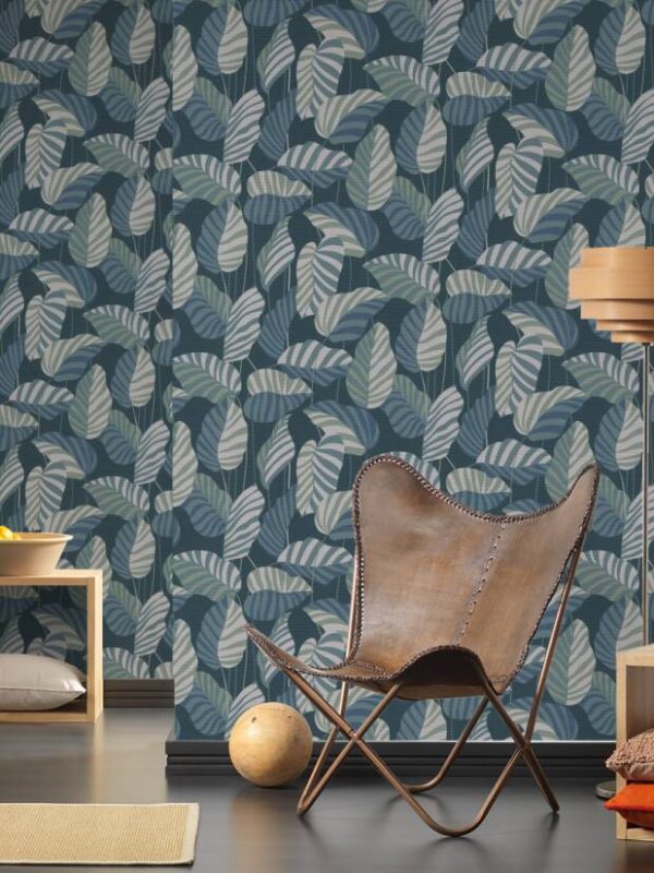 A.S. CRÉATION WALLPAPER «FLORAL, BLUE, CREAM, GREEN, GREY» 390944