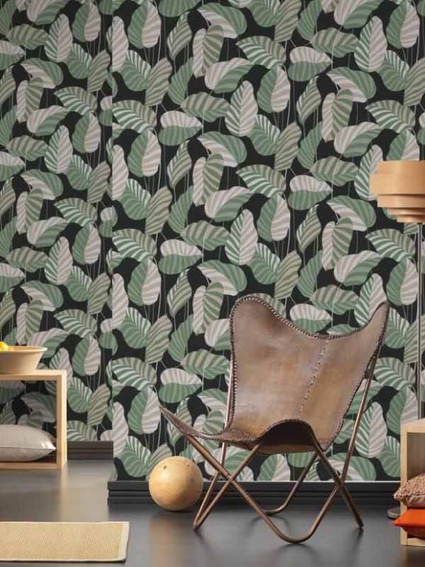 A.S. CRÉATION WALLPAPER «FLORAL, BLACK, CREAM, GREEN, WHITE» 390942