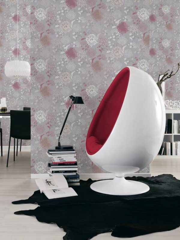 A.S. CRÉATION WALLPAPER «FLORAL, CREAM, GREY, RED, WHITE» 389002