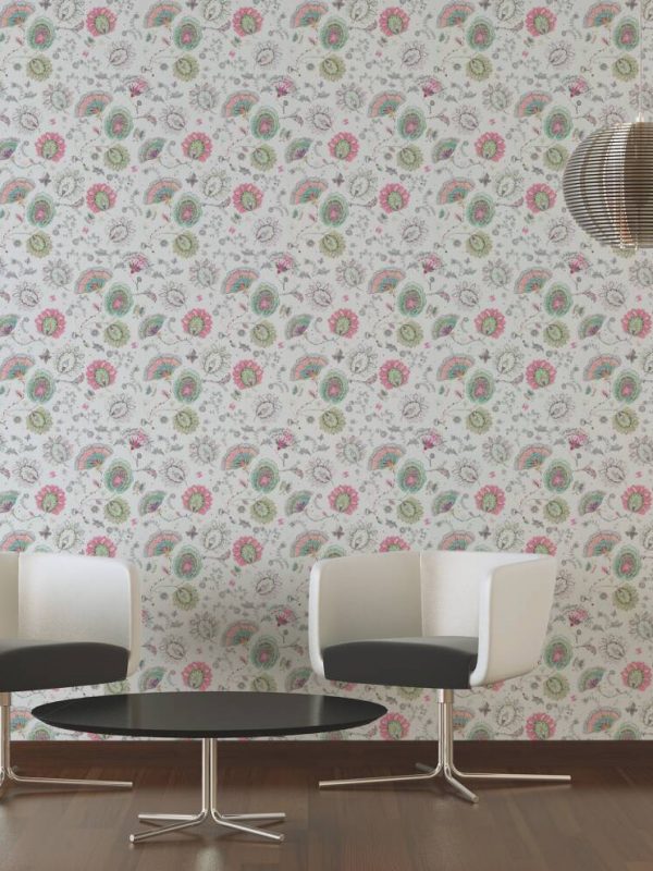 A.S. CRÉATION WALLPAPER «COTTAGE, FLORAL, GREEN, PINK, WHITE» 388991