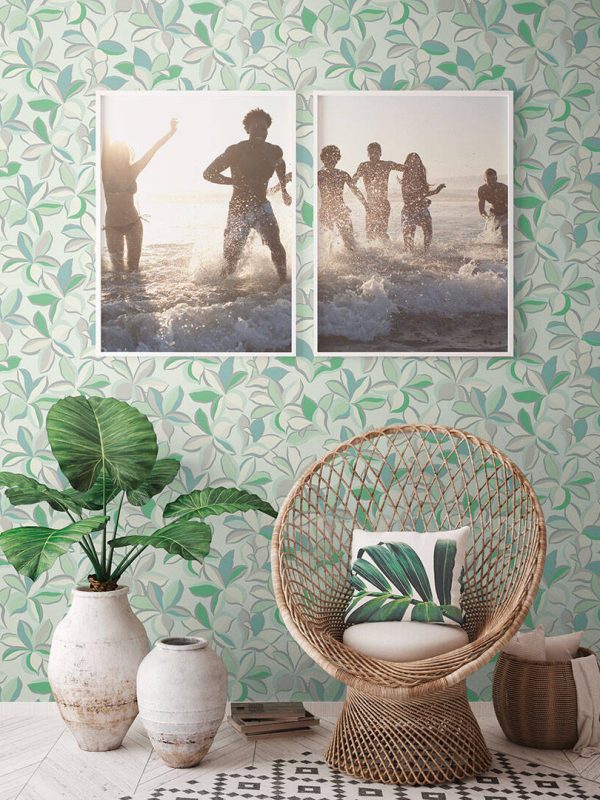 A.S. CRÉATION WALLPAPER «FLORAL, GREEN, METALLIC, SILVER, TURQUOISE» 389083