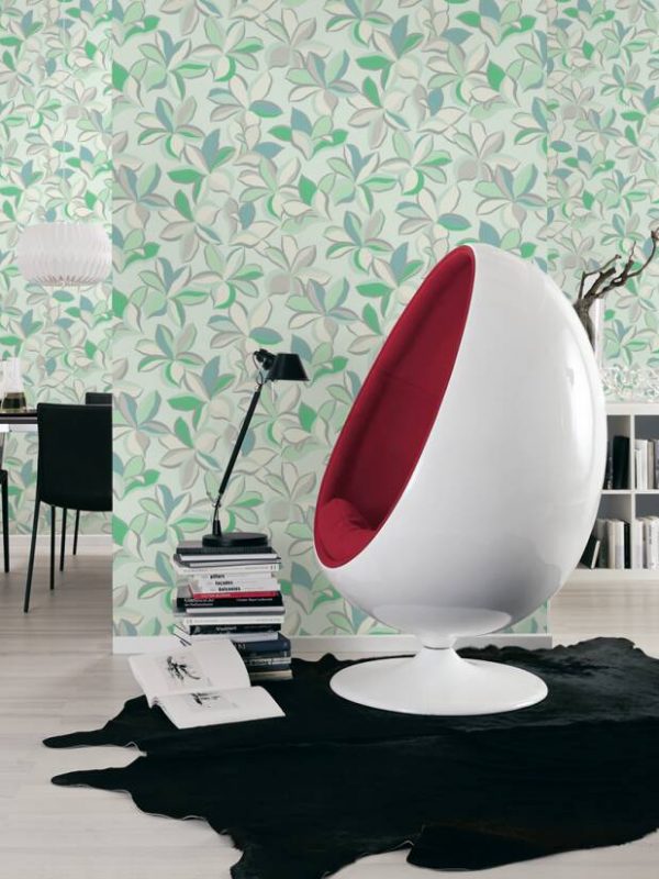 A.S. CRÉATION WALLPAPER «FLORAL, GREEN, METALLIC, SILVER, TURQUOISE» 389083