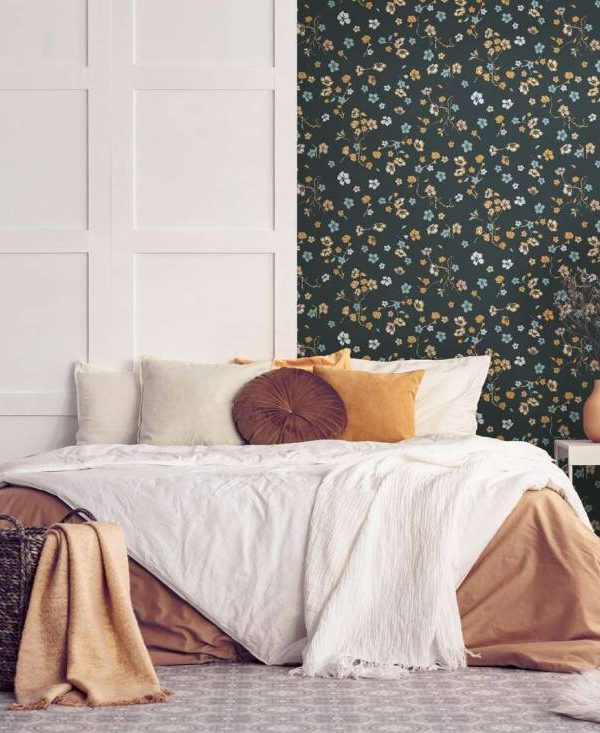 A.S. CRÉATION WALLPAPER «FLORAL, BLACK, BLUE, GREEN, TURQUOISE» 389071