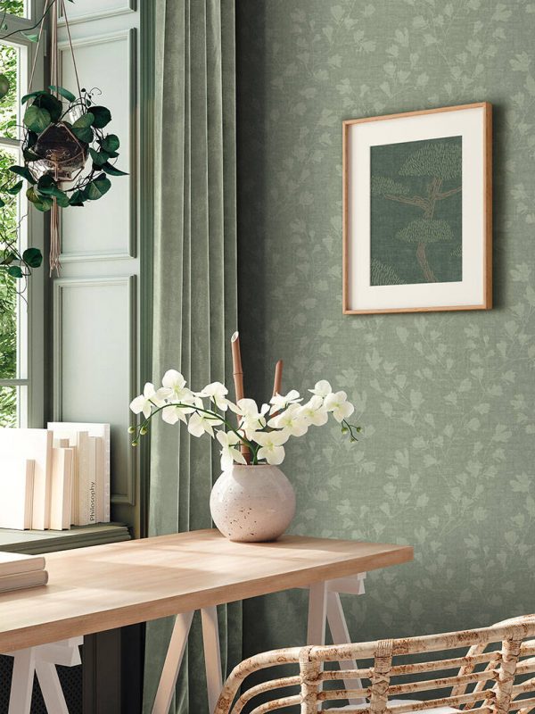 PRIVATE WALLS WALLPAPER «COTTAGE, FLORAL, GREEN» 387473