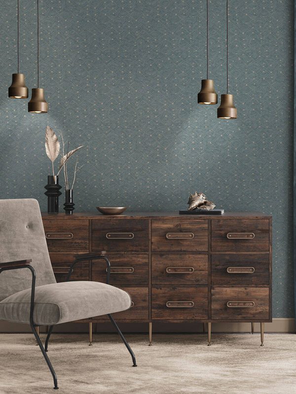 PRIVATE WALLS WALLPAPER «ETHNO, BEIGE, BLUE, GREY, TAUPE» 387421