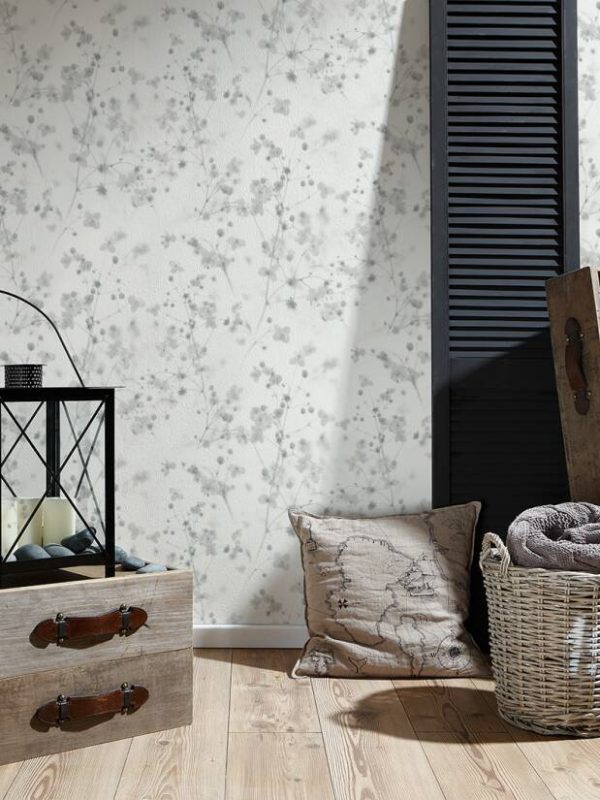A.S. CRÉATION WALLPAPER «FLORAL, GREY, WHITE» 387263