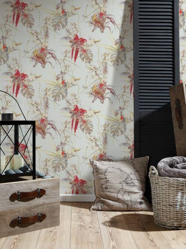 A.S. CRÉATION WALLPAPER «FLORAL, CREAM, RED, WHITE» 387251