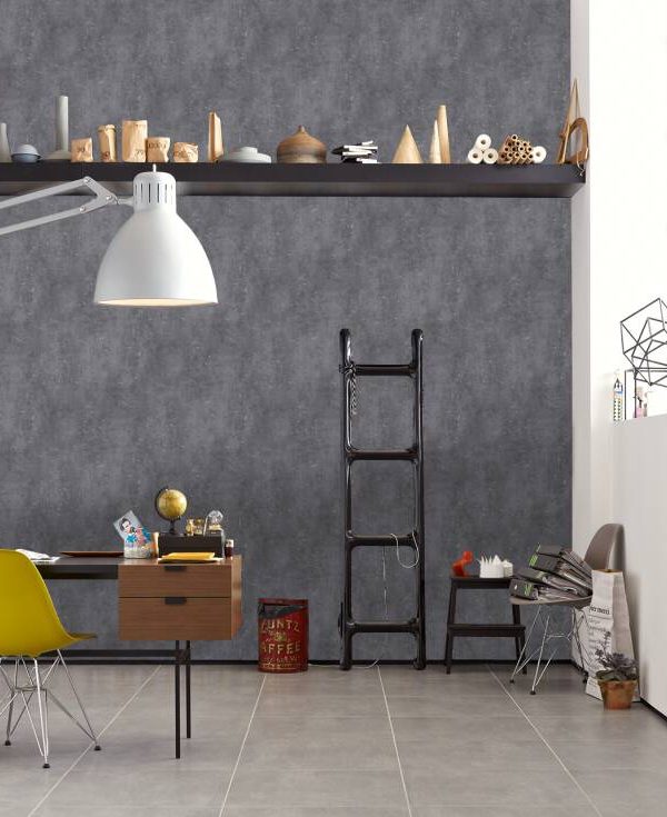 Livingwalls Wallpaper «Uni, Grey, Metallic» 378403