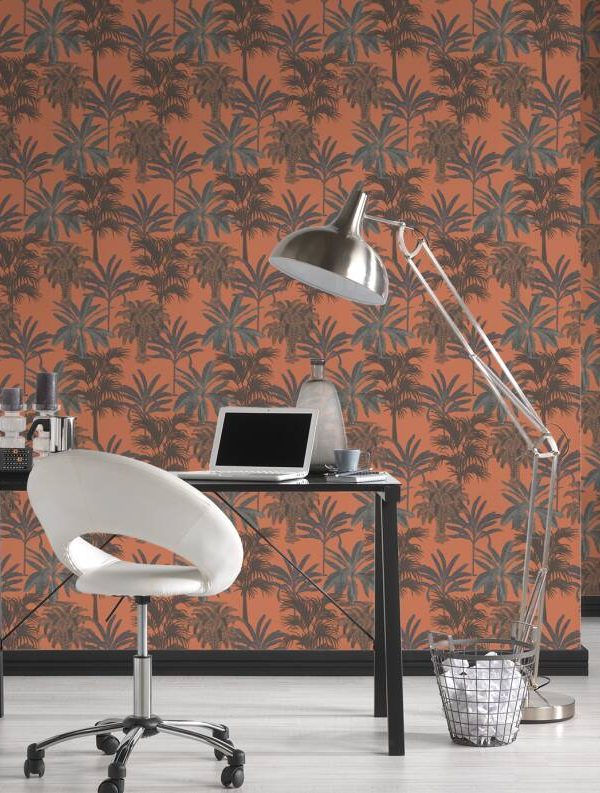 MICHALSKY LIVING Wallpaper «Floral, Brown, Orange» 379834