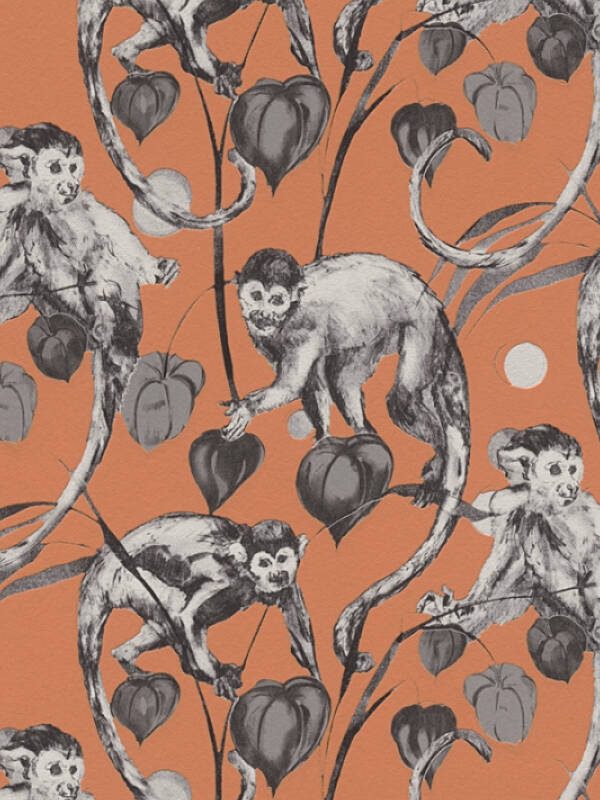 MICHALSKY LIVING Wallpaper «Floral, Grey, Orange» 379824
