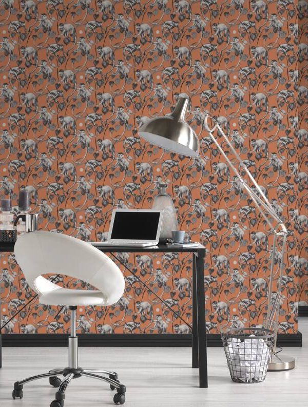 MICHALSKY LIVING Wallpaper «Floral, Grey, Orange» 379824