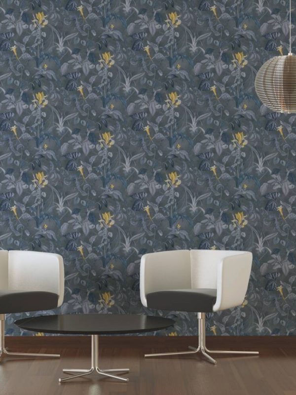 MICHALSKY LIVING Wallpaper «Floral, Blue, Grey, Yellow» 379883