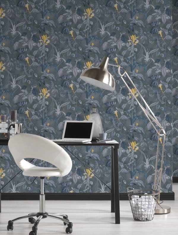 MICHALSKY LIVING Wallpaper «Floral, Blue, Grey, Yellow» 379883