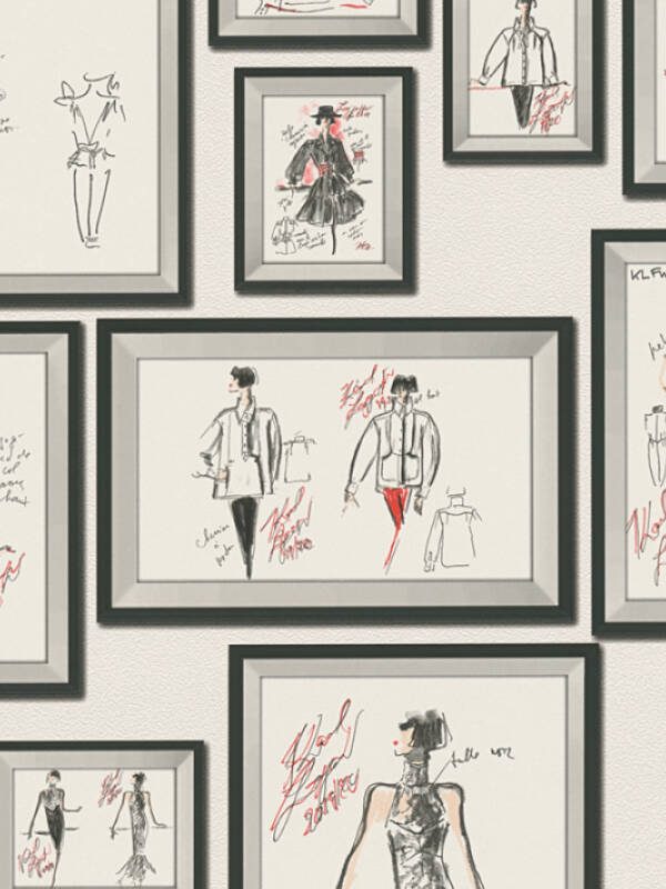Karl Lagerfeld Wallpaper «Graphics, Grey, Red, White» 378463