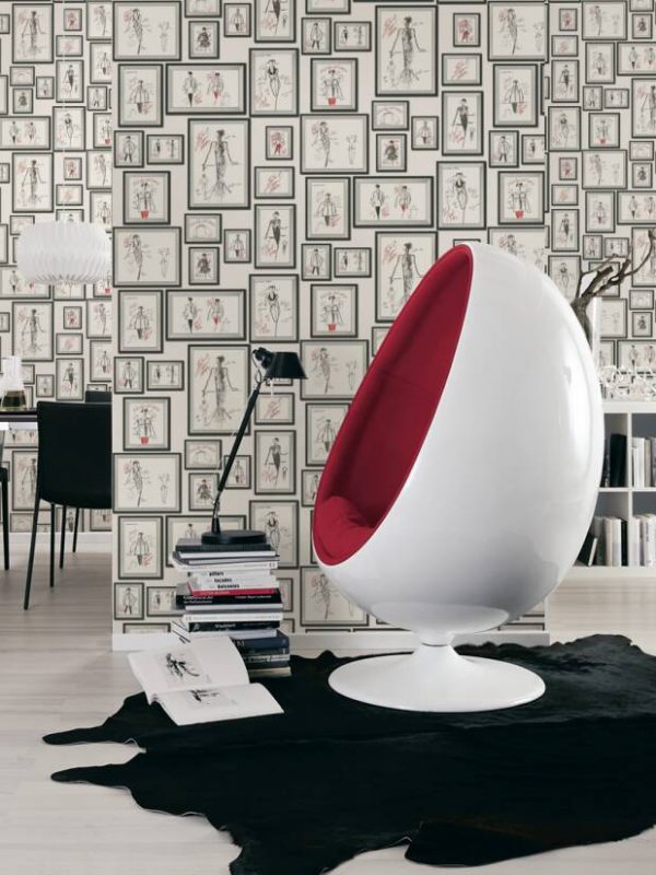 Karl Lagerfeld Wallpaper «Graphics, Grey, Red, White» 378463