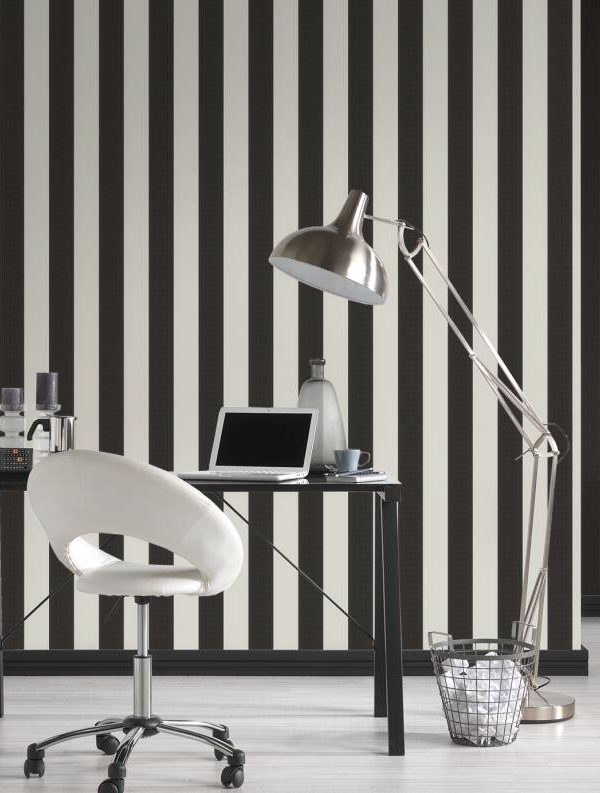 Karl Lagerfeld Wallpaper «Stripes, Black, White» 378492