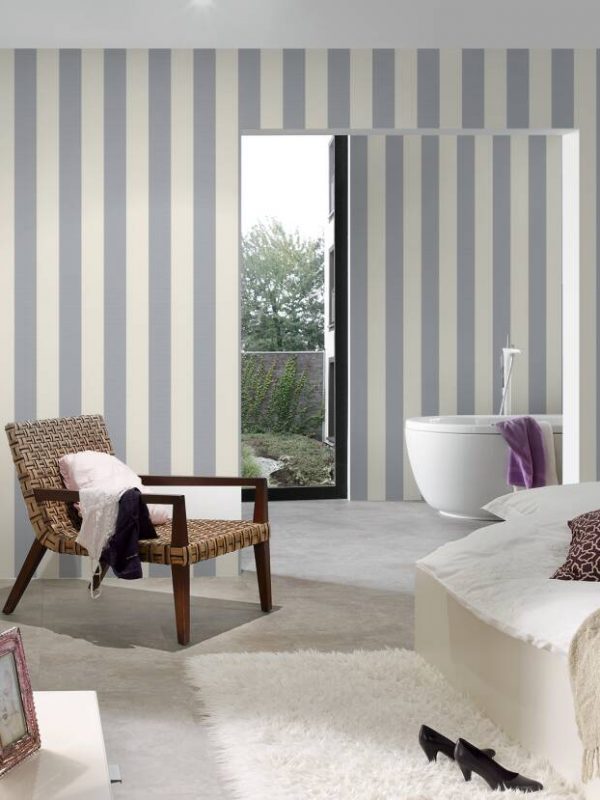 Karl Lagerfeld Wallpaper «Stripes, Beige, Cream, Grey» 378491