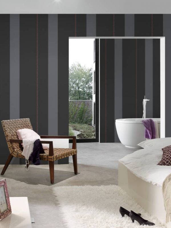 Karl Lagerfeld Wallpaper «Stripes, Black, Grey, Red» 378481