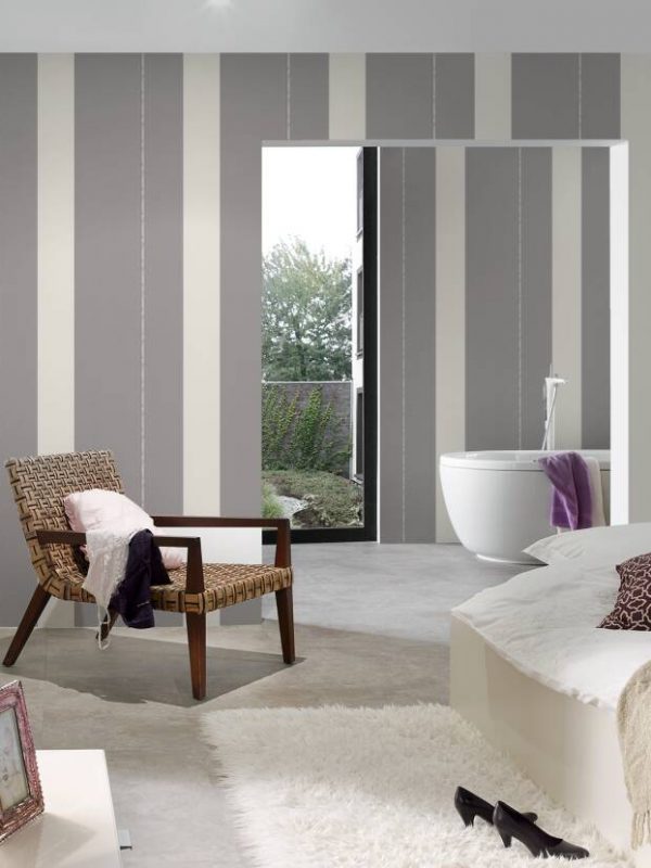 Karl Lagerfeld Wallpaper «Stripes, Grey, White» 378485