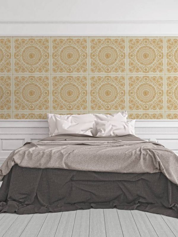 Versace Home Wallpaper «Baroque, Beige, Cream, Gold, Metallic» 370552