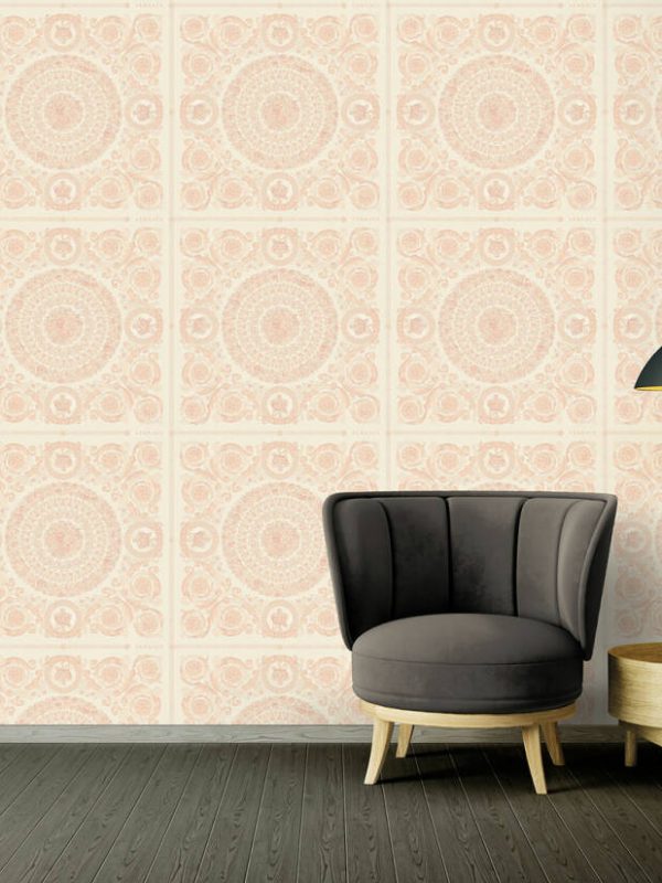 Versace Home Wallpaper «Baroque, Metallic, Pink, White» 370556