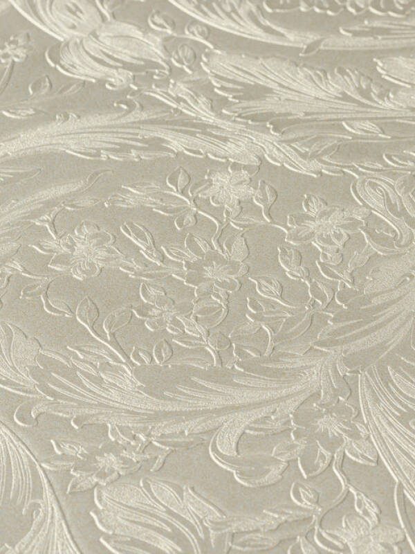 Versace Home Wallpaper «Baroque, Flowers, Gold, Grey, Metallic, Silver» 366921