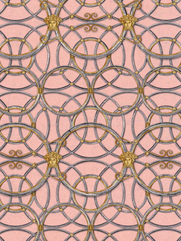 Versace Home Wallpaper «Baroque, Gold, Grey, Metallic, Pink» 370496