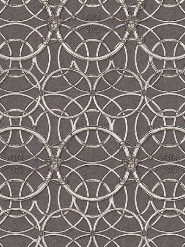 Versace Home Wallpaper «Baroque, Grey, Metallic, Silver» 370495