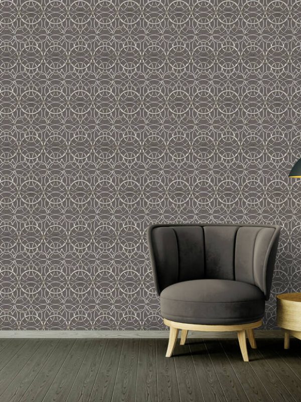 Versace Home Wallpaper «Baroque, Grey, Metallic, Silver» 370495