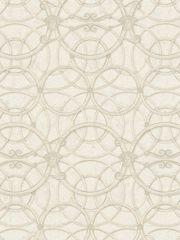 Versace Home Wallpaper «Baroque, Cream, Metallic, White» 370493